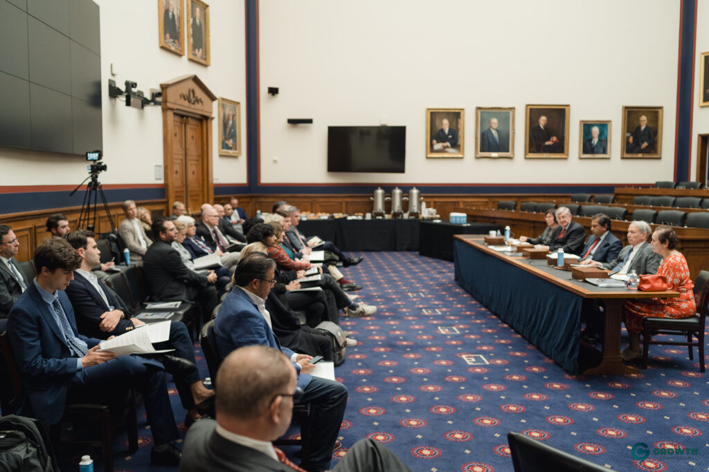 Commissioners Christine McDaniel, Alden Abbott, Shanker Singham, Stephen Entin and Barbara Bowie-Whitman briefing Congressmen and staffers on Capitol Hill